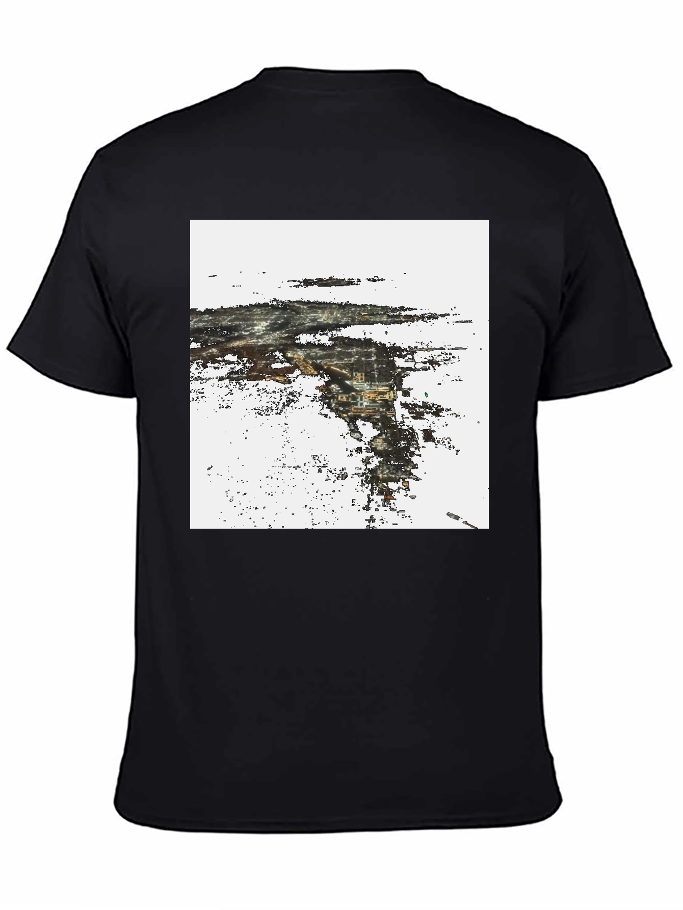 Abstract Cityscape Graphic Print Black T-Shirt