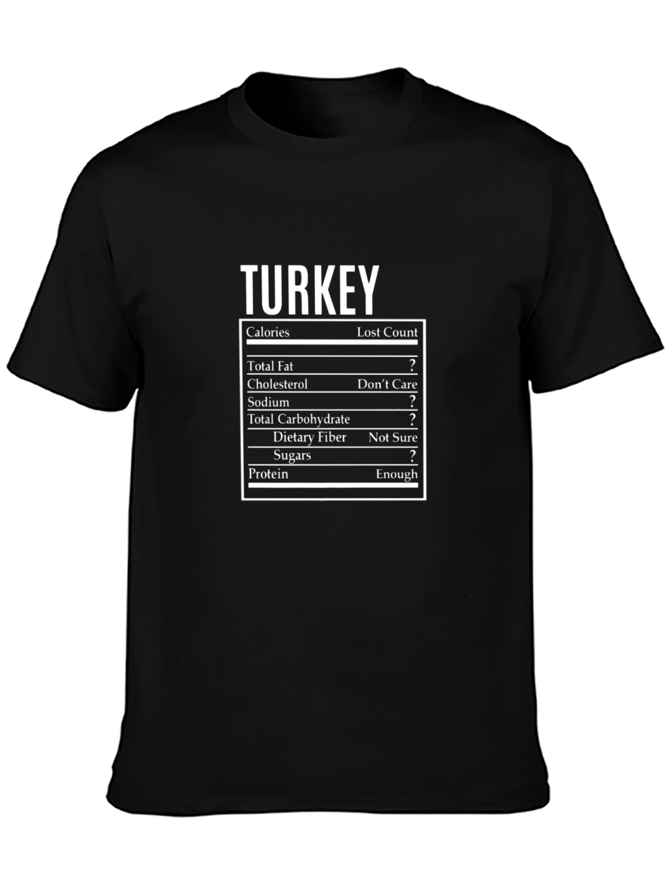 Funny Turkey Nutrition Facts T-Shirt