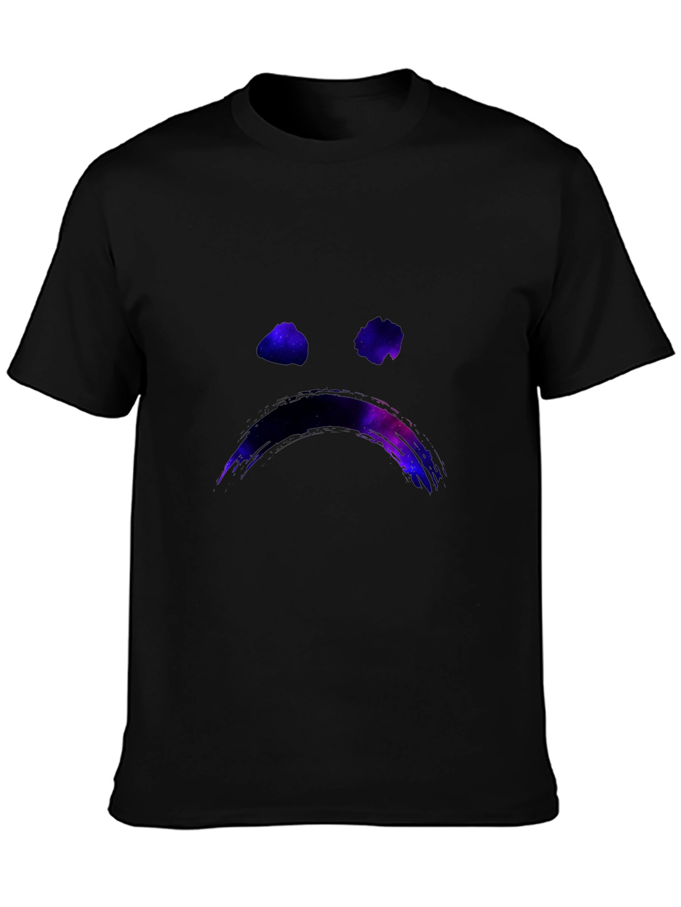 Galaxy Sad Face Graphic Black T-Shirt