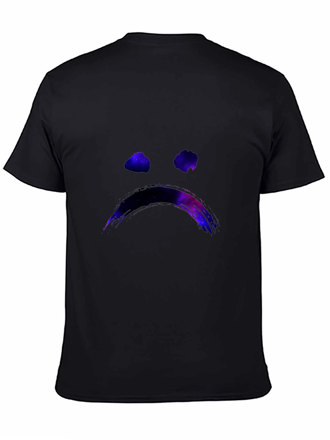 Galaxy Sad Face Graphic Black T-Shirt
