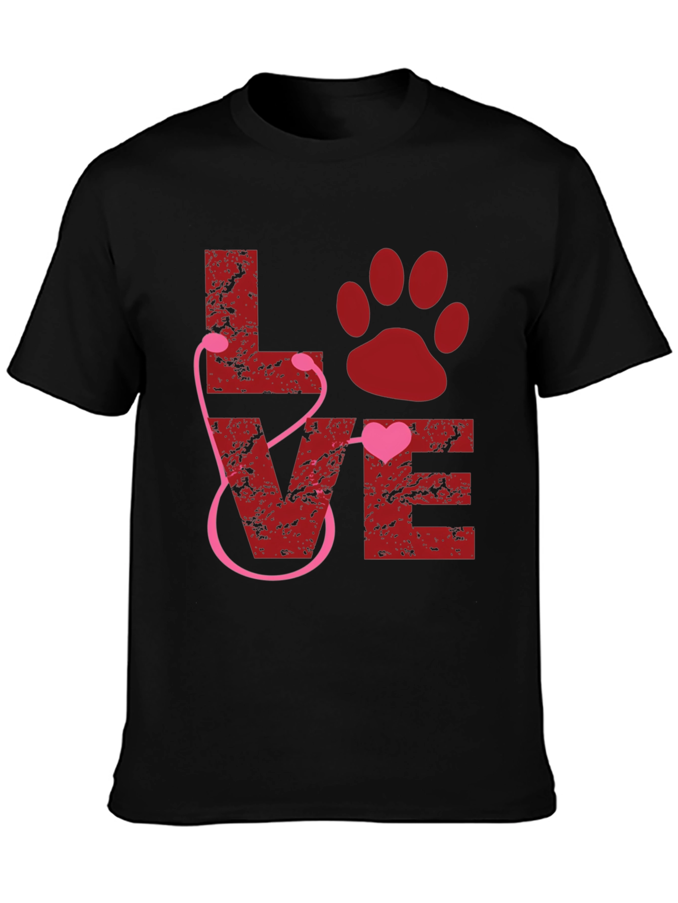 Veterinarian Love Paw Heart Stethoscope T-Shirt