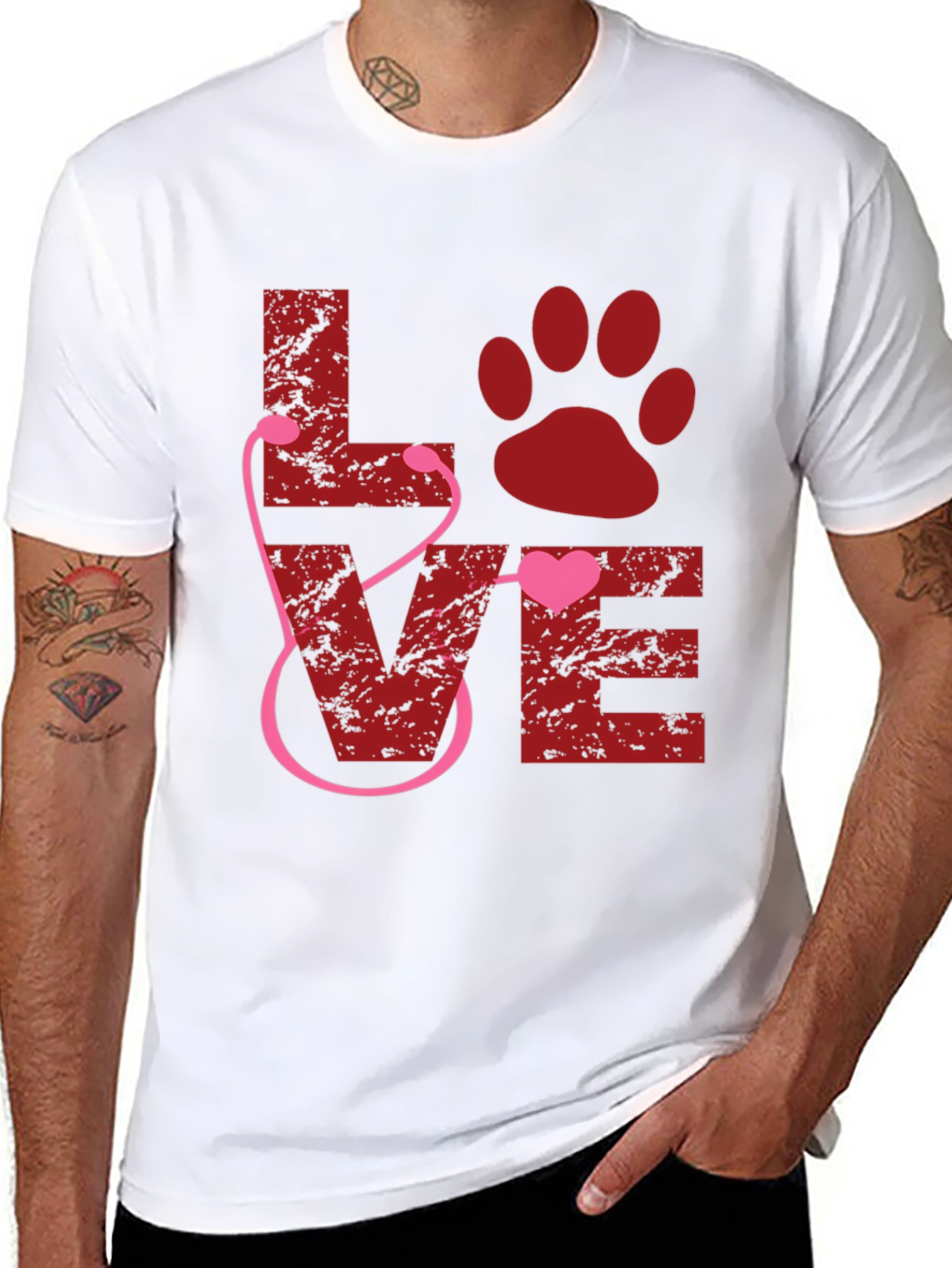 Veterinarian Love Paw Heart Stethoscope T-Shirt