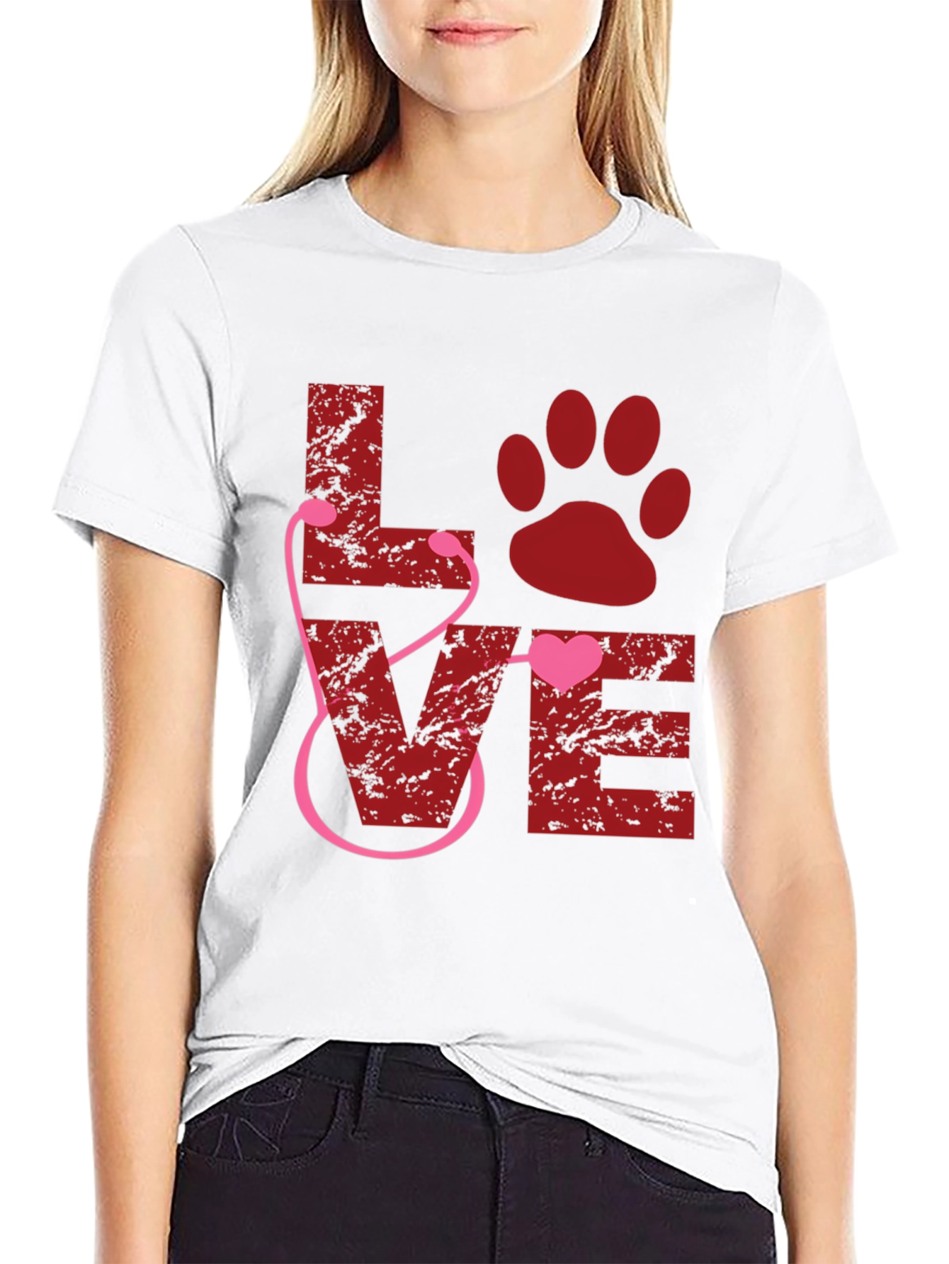 Veterinarian Love Paw Heart Stethoscope T-Shirt