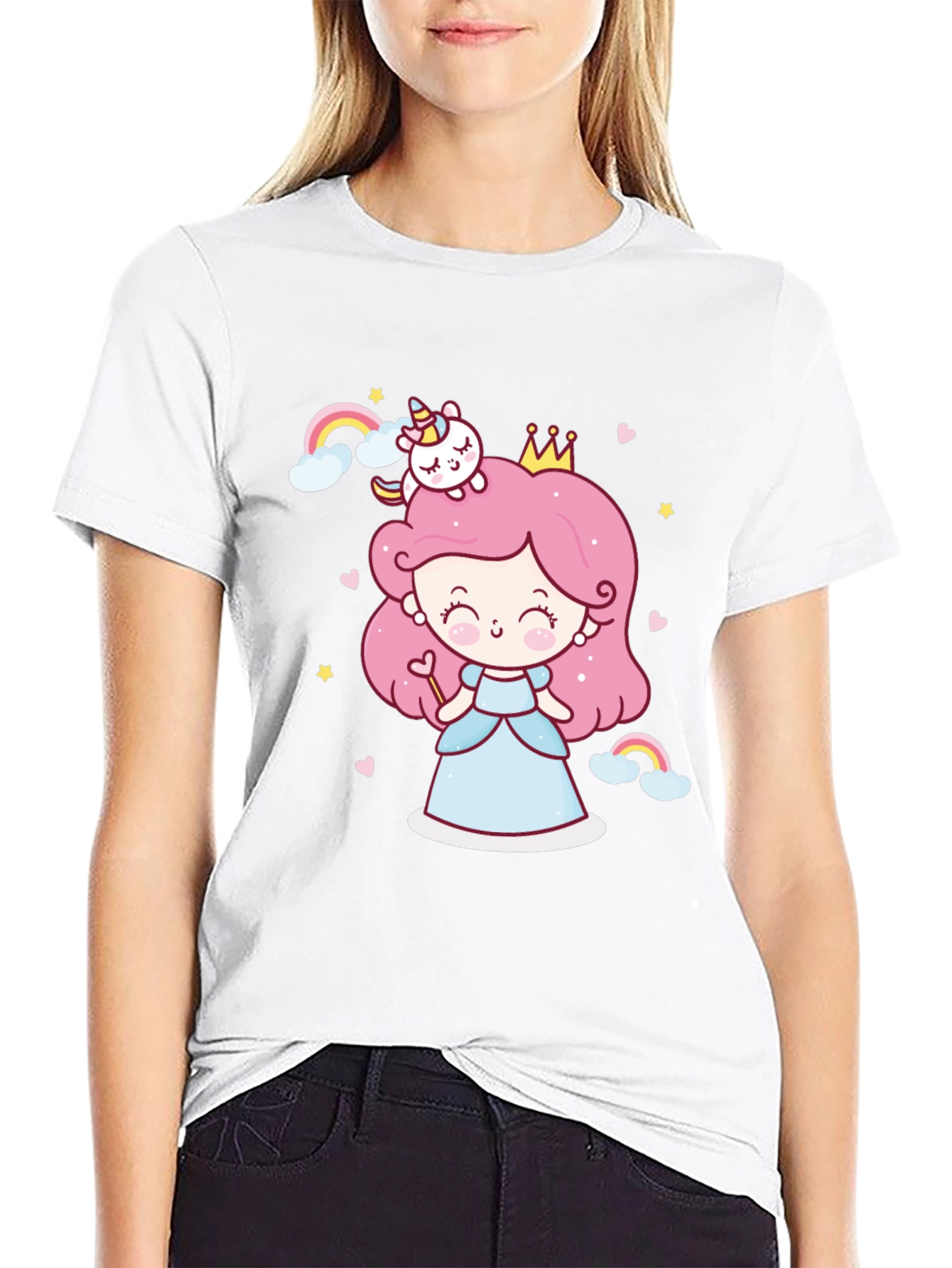 Kawaii Princess Unicorn Graphic Tee