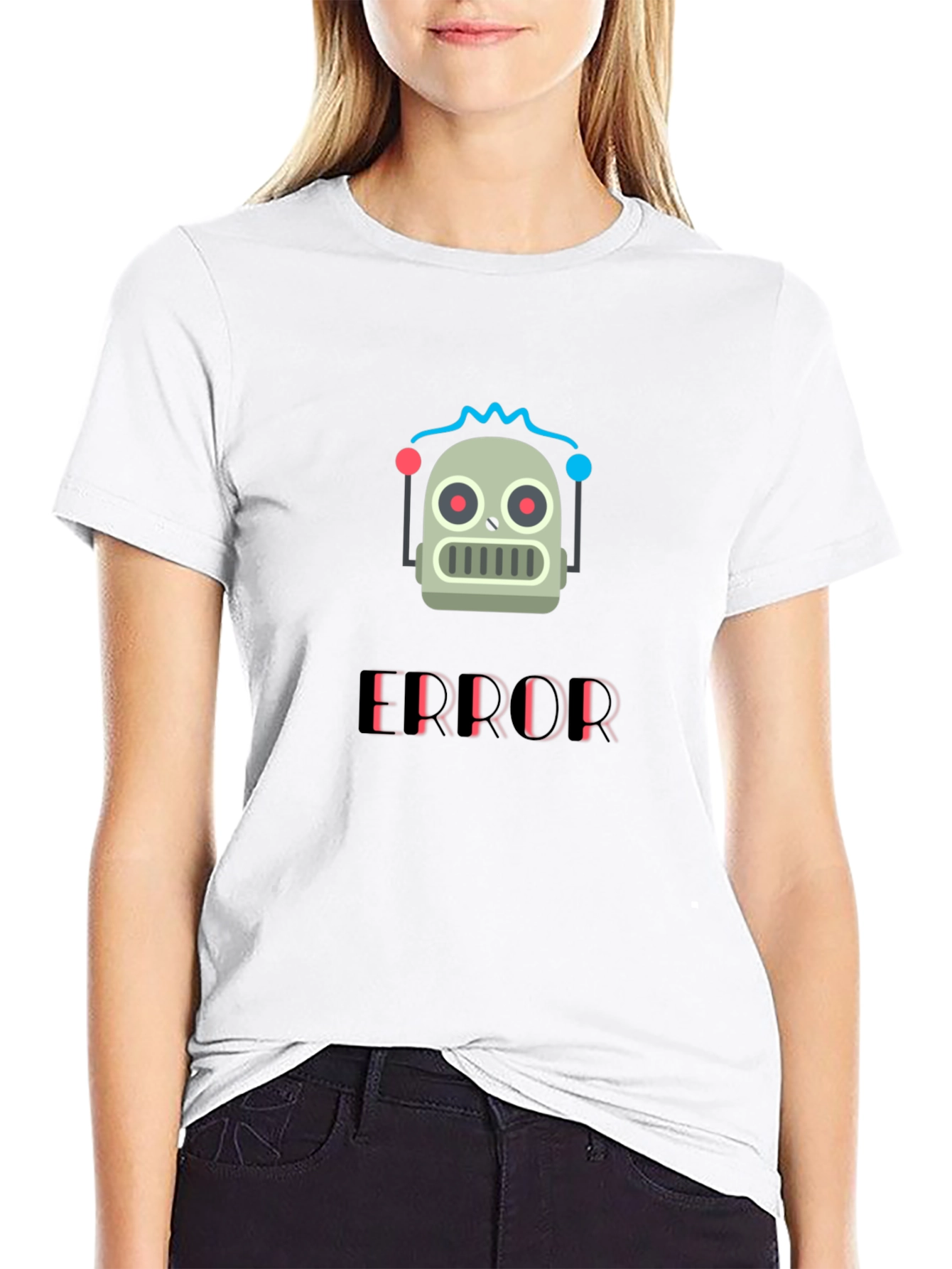 Error Robot Graphic T-Shirt - Black Cotton Tee