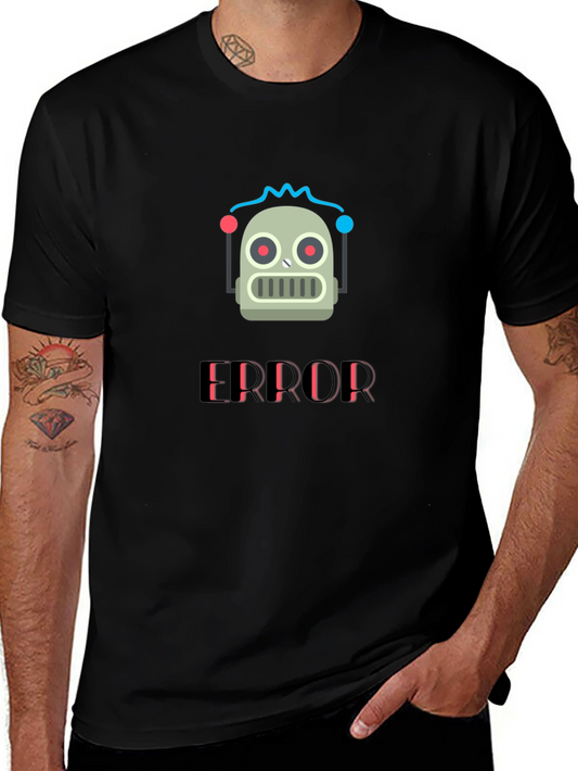 Error Robot Graphic T-Shirt - Black Cotton Tee