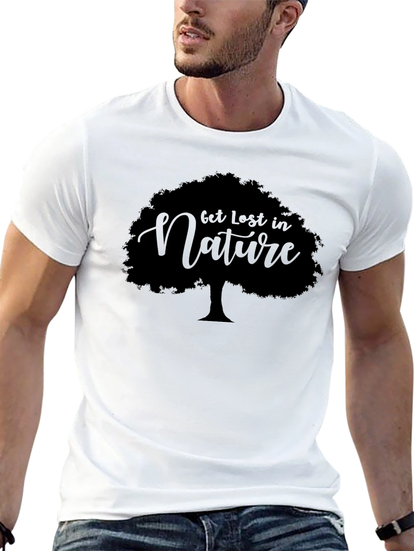 Get Lost in Nature Tree Graphic Tee - Black