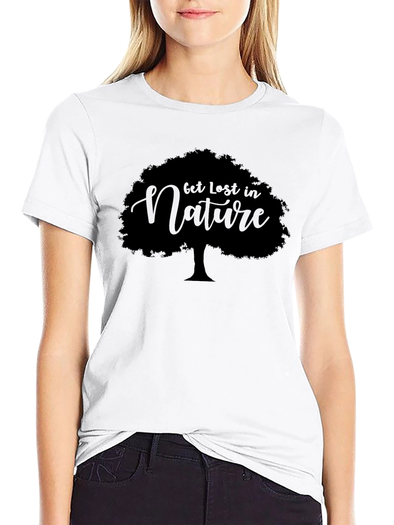 Get Lost in Nature Tree Graphic Tee - Black