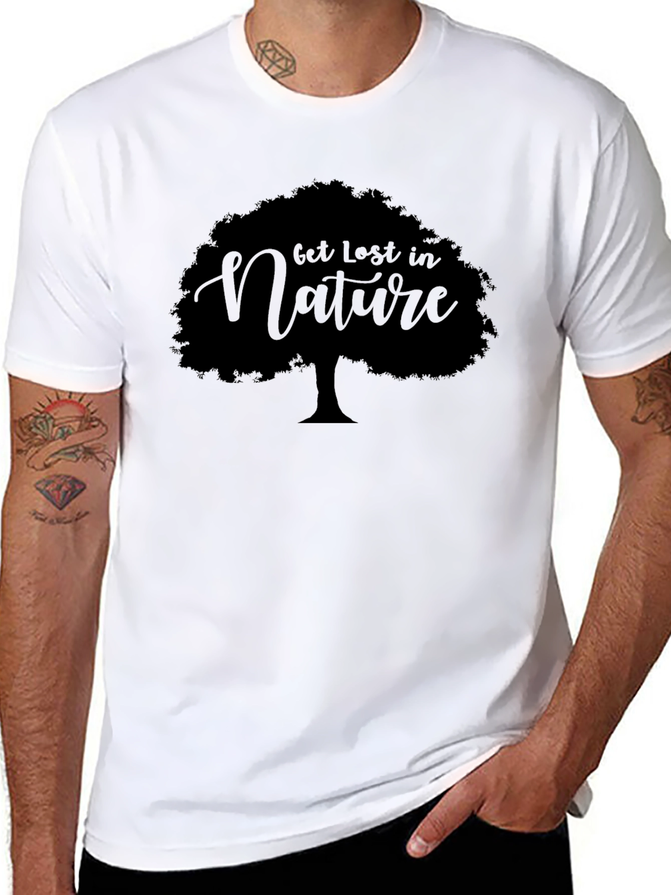 Get Lost in Nature Tree Graphic Tee - Black