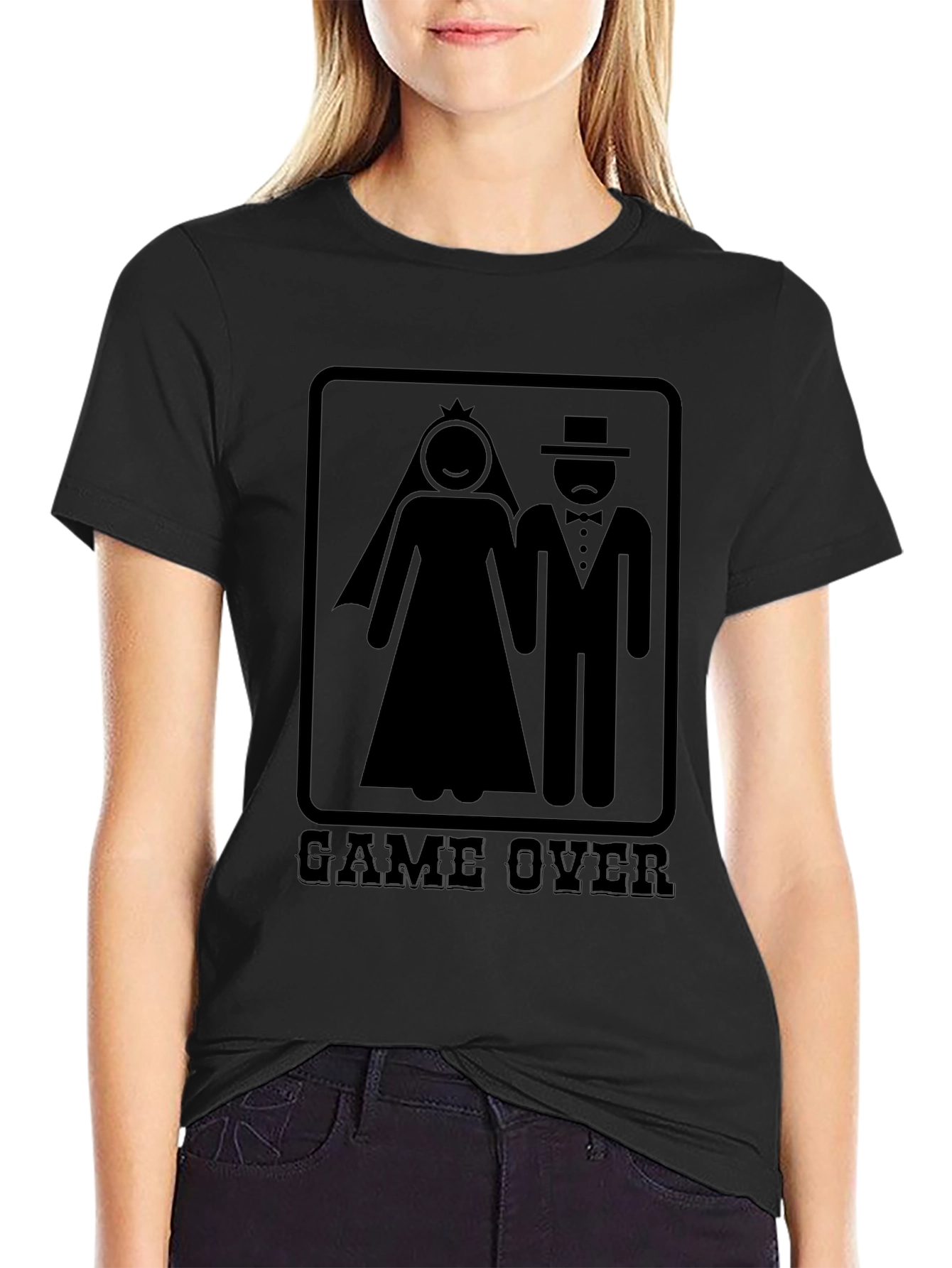 Game Over Wedding Graphic Tee - Black