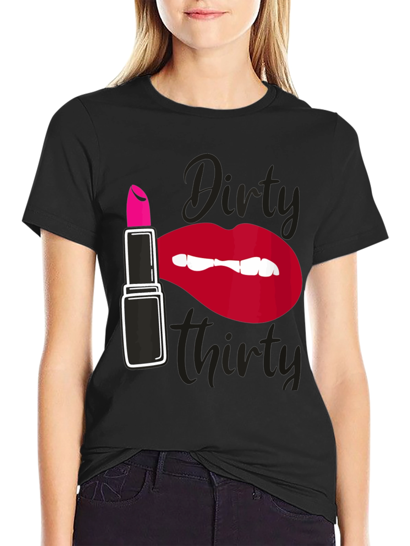 Dirty Thirty Graphic Tee - Lipstick & Lips