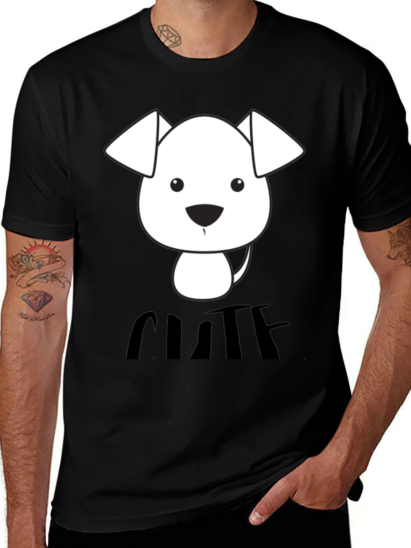 Cute Dog Graphic T-Shirt - Black