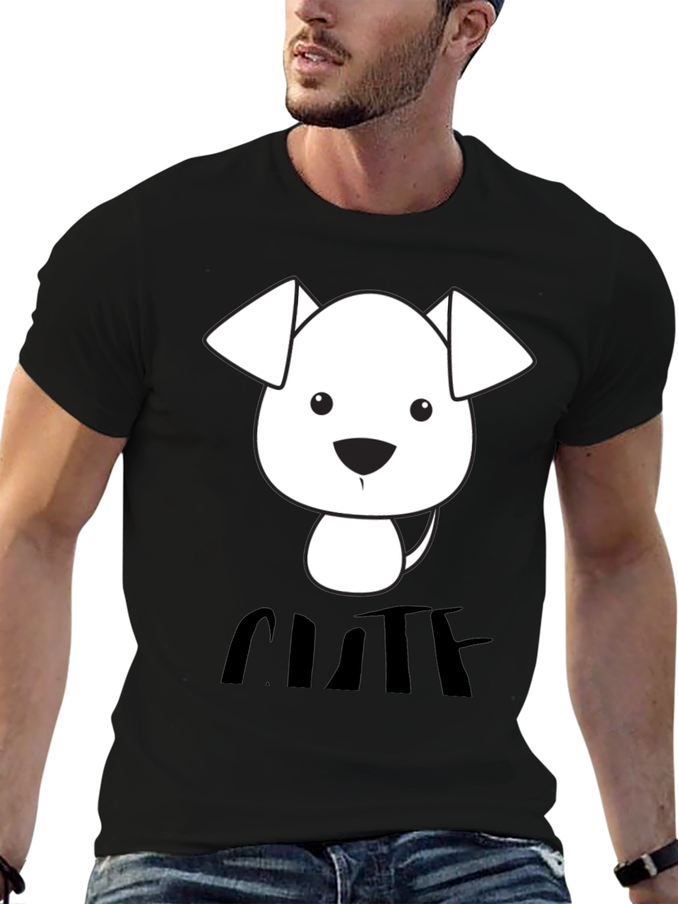 Cute Dog Graphic T-Shirt - Black