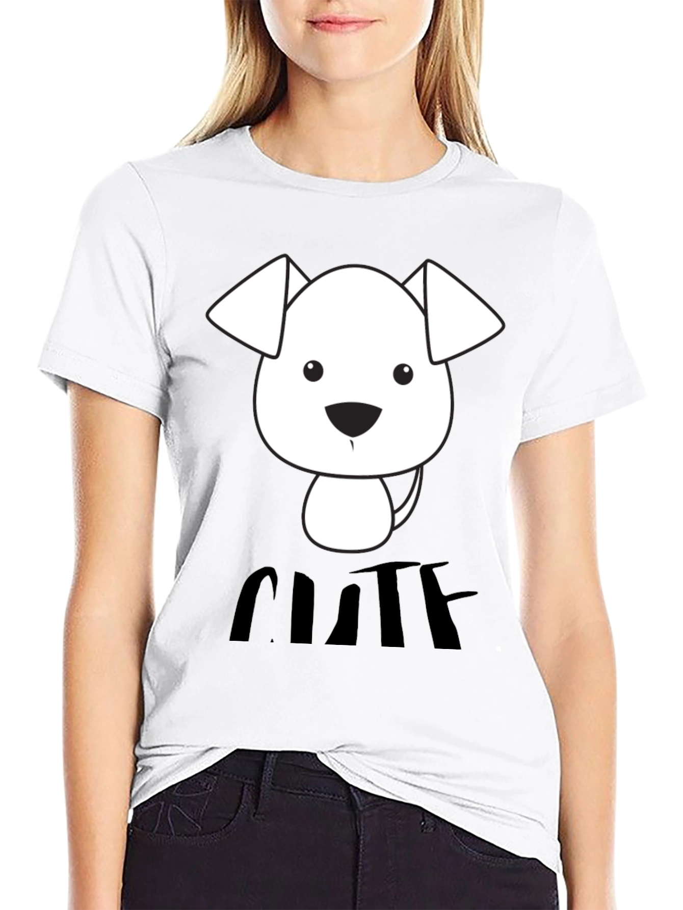 Cute Dog Graphic T-Shirt - Black