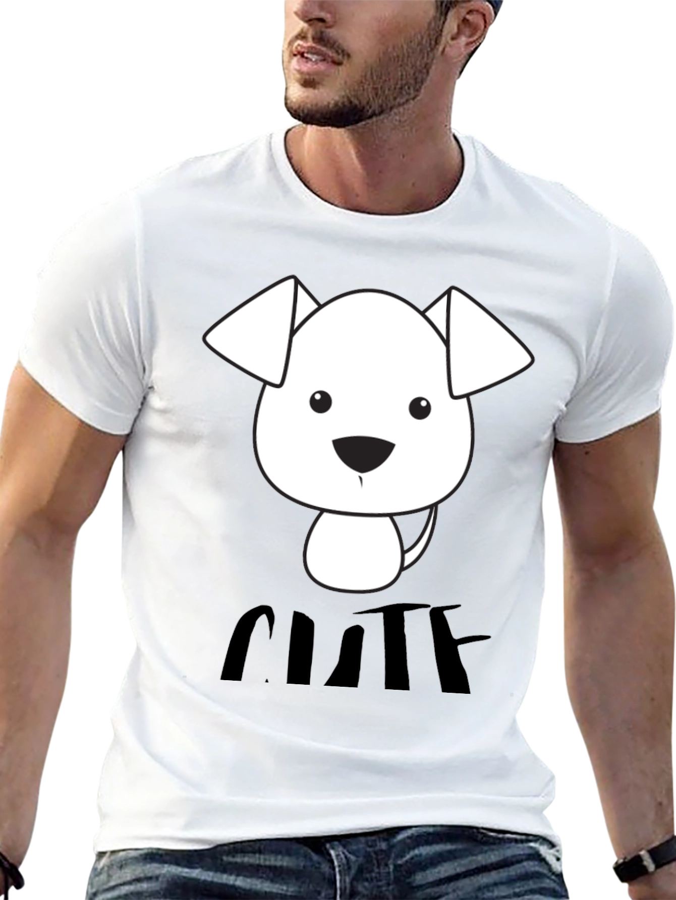Cute Dog Graphic T-Shirt - Black