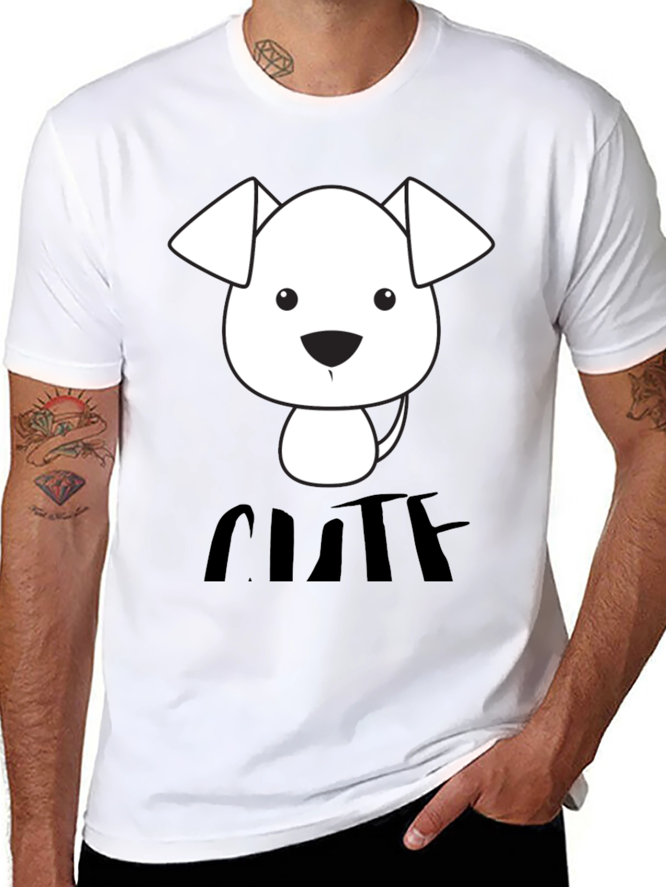 Cute Dog Graphic T-Shirt - Black