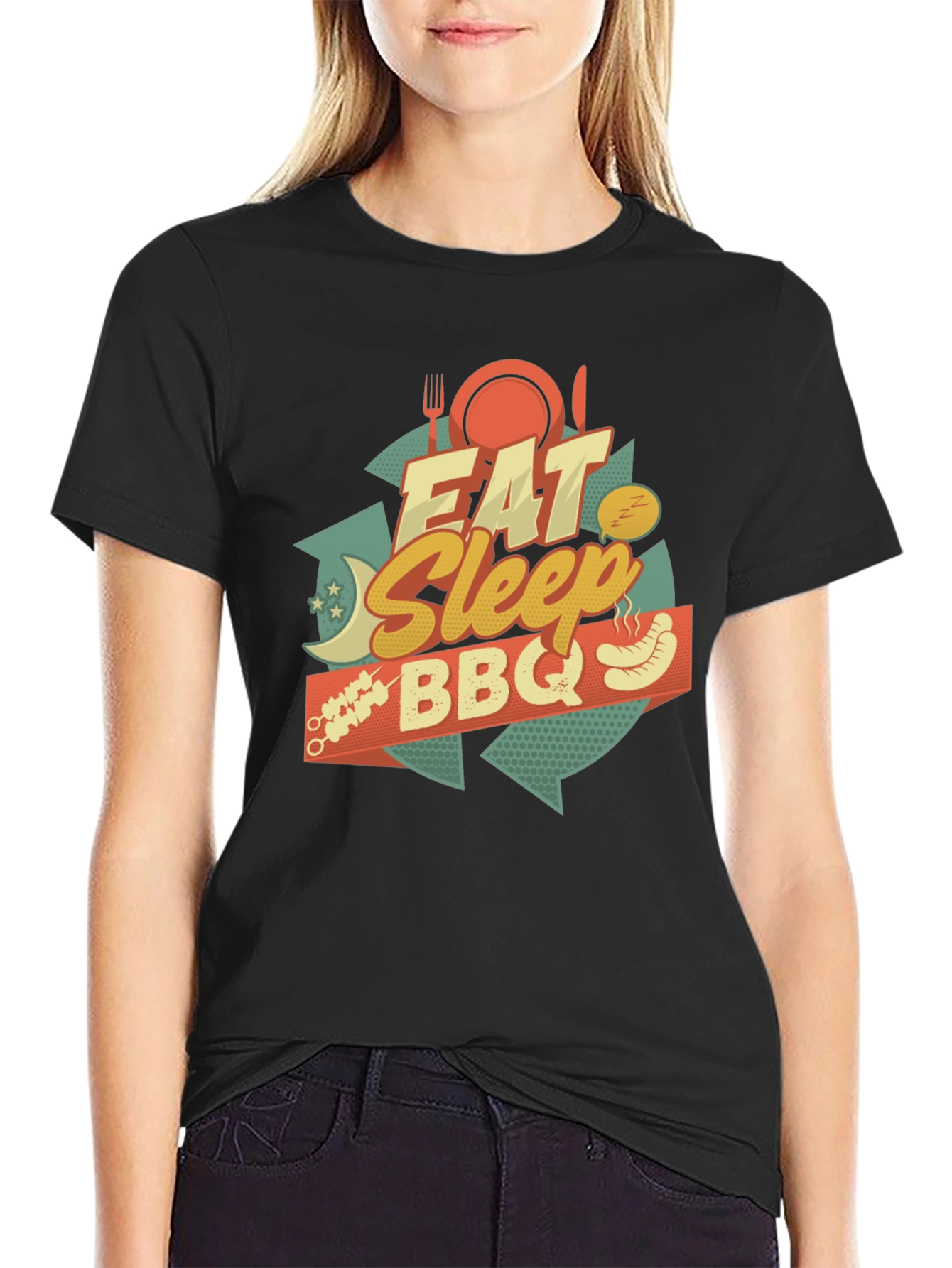 Eat Sleep BBQ T-Shirt - Novelty Graphic Tee