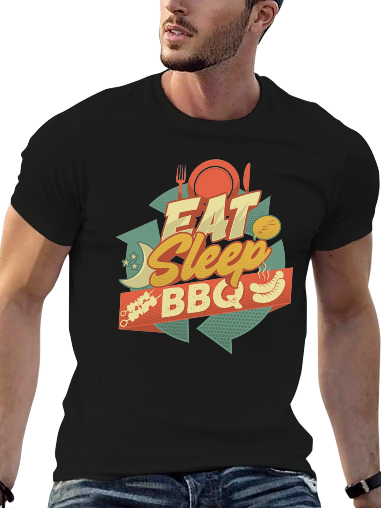Eat Sleep BBQ T-Shirt - Novelty Graphic Tee
