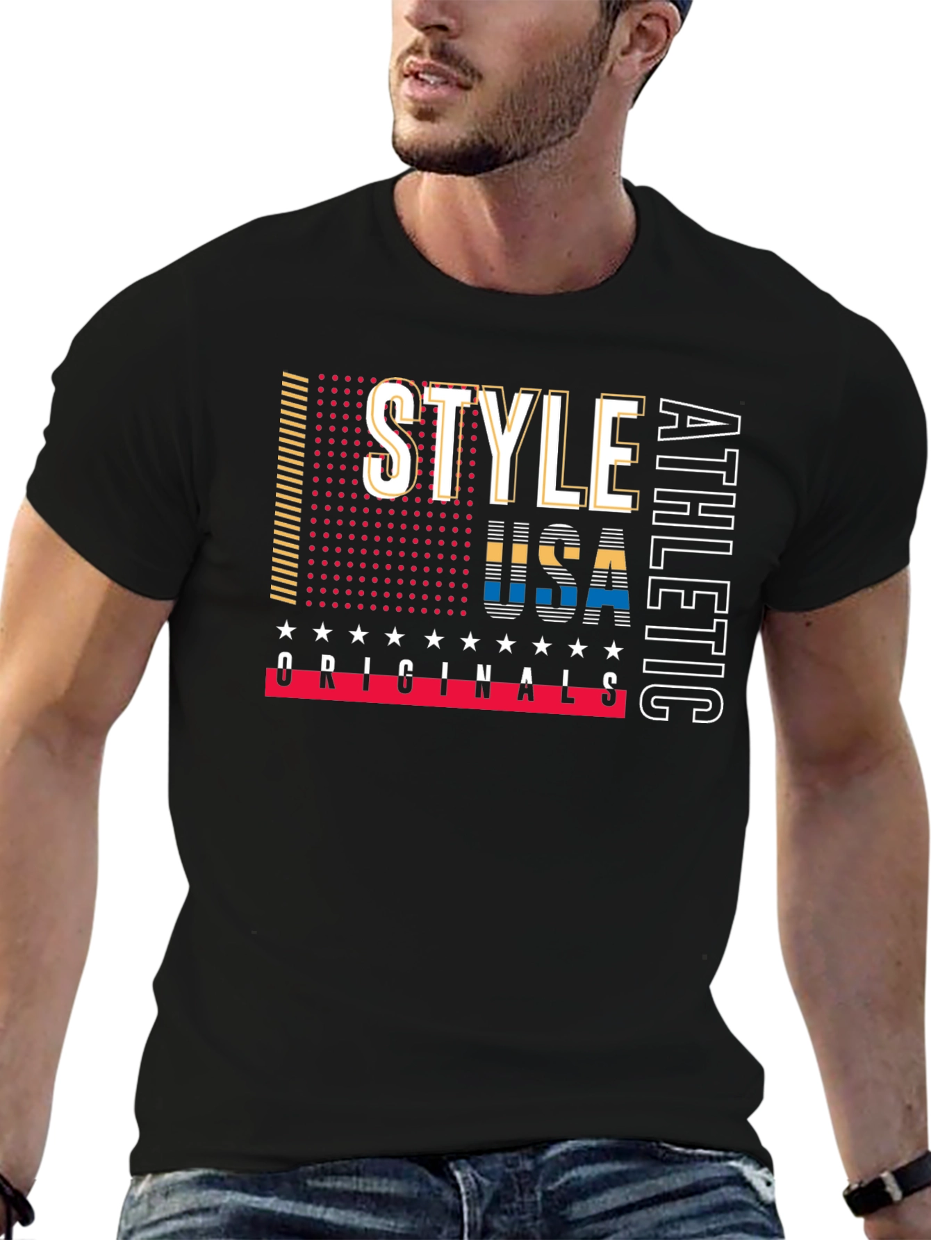 Stylish Mens Graphic Print Black T-Shirt