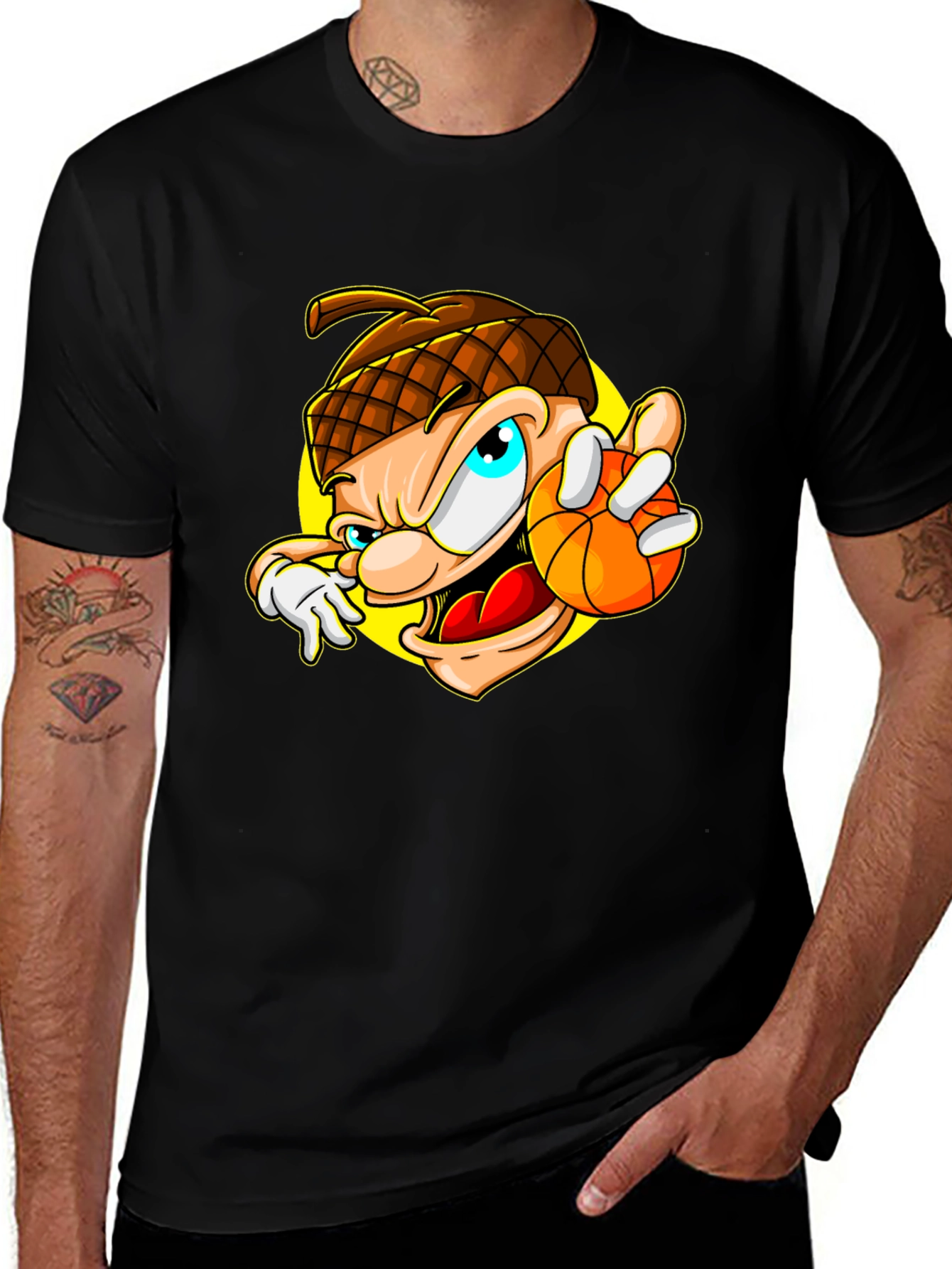 Cartoon Acorn Basketball T-Shirt