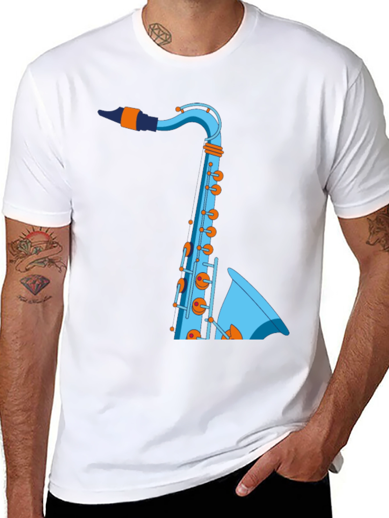 Saxophone Graphic T-Shirt - Cool Music Tee