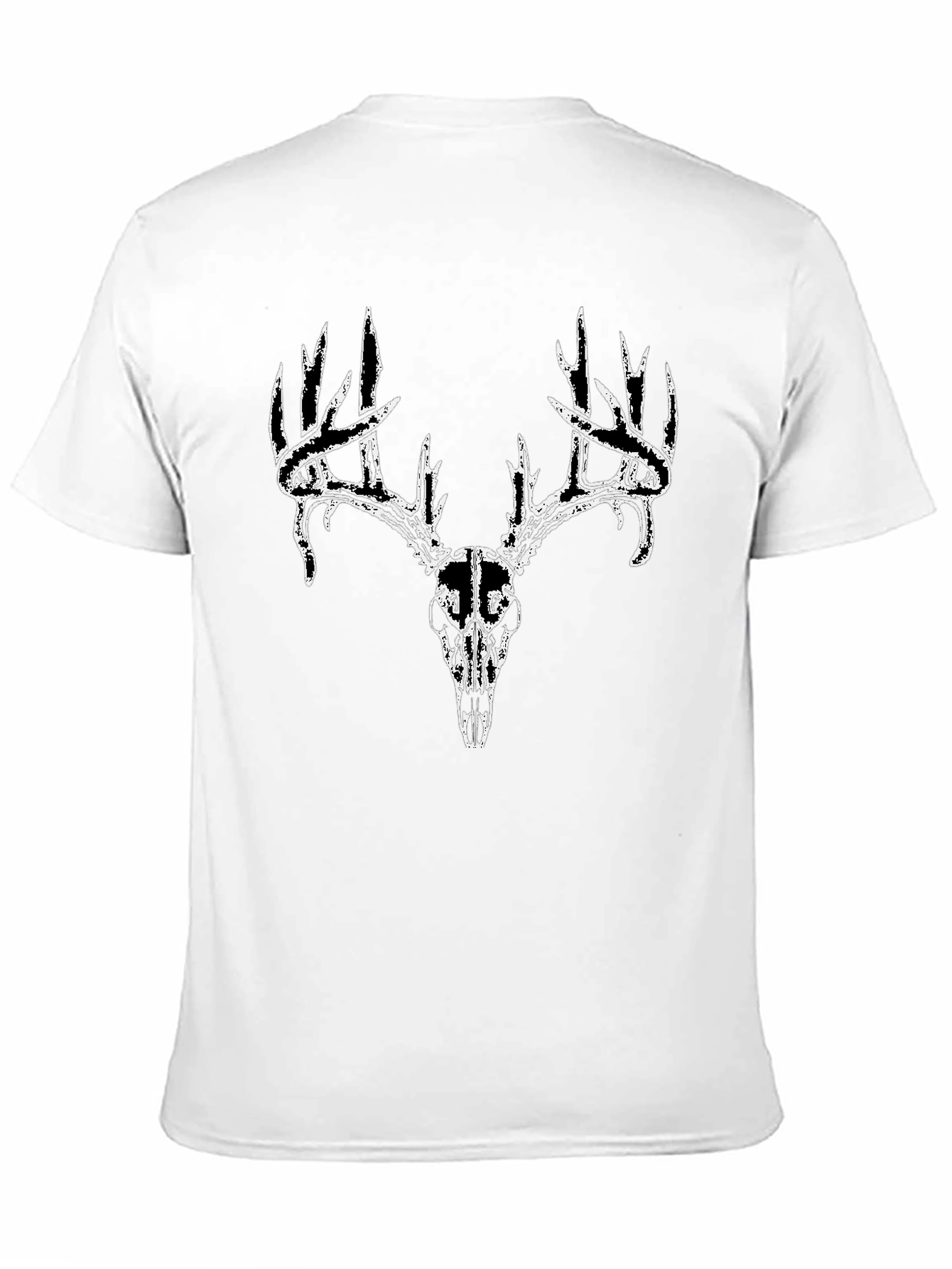 Mens Black T-Shirt with Deer Skull Graphic