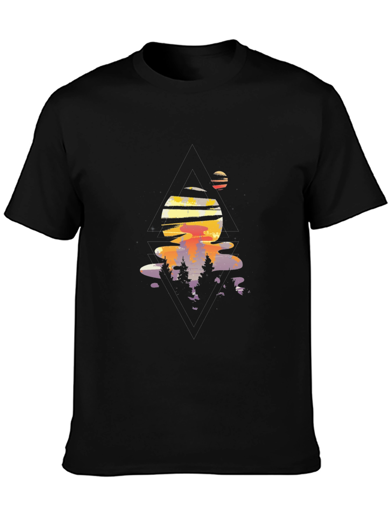 Abstract Sunset Graphic Tee - Black