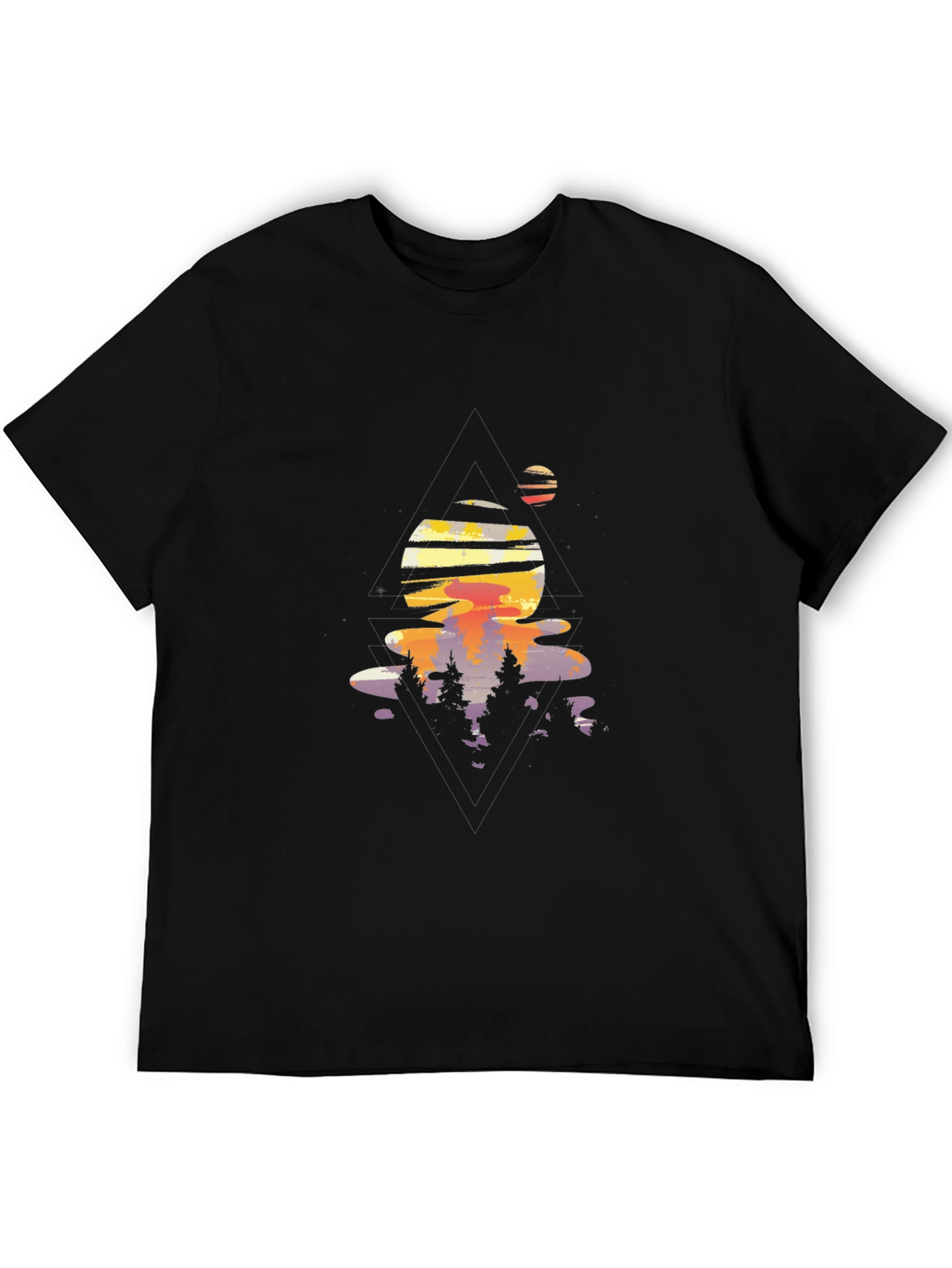 Abstract Sunset Graphic Tee - Black