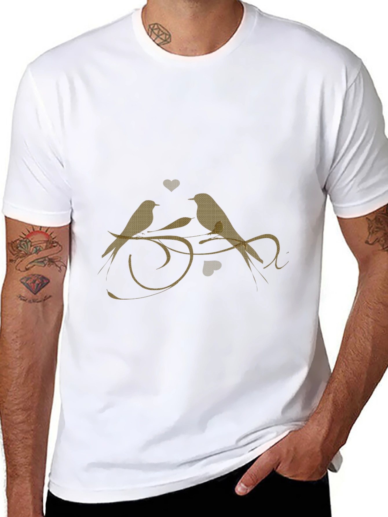 Love Birds Graphic Tee - Stylish Black T-Shirt