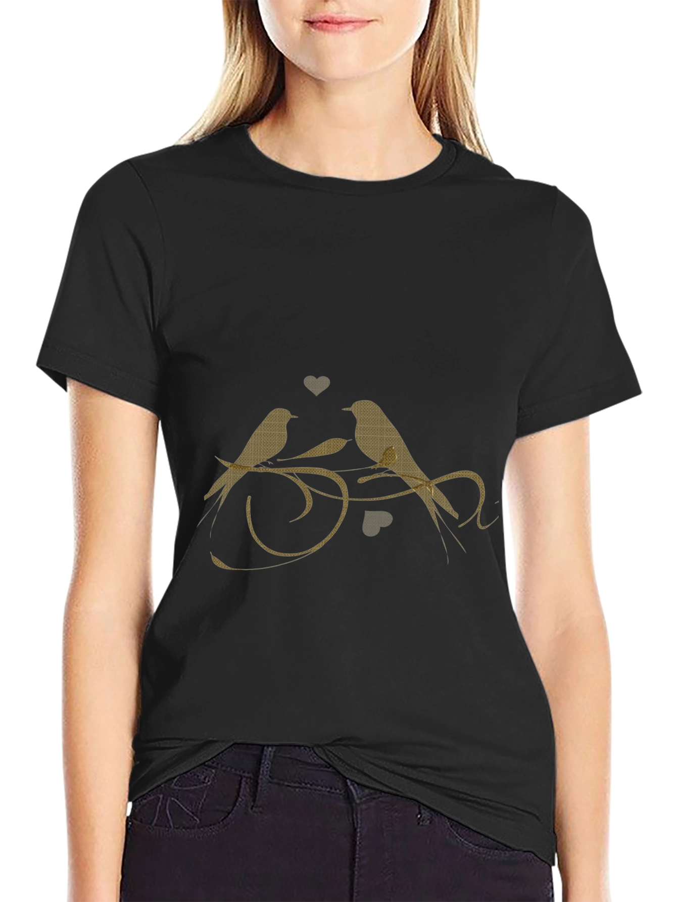 Love Birds Graphic Tee - Stylish Black T-Shirt