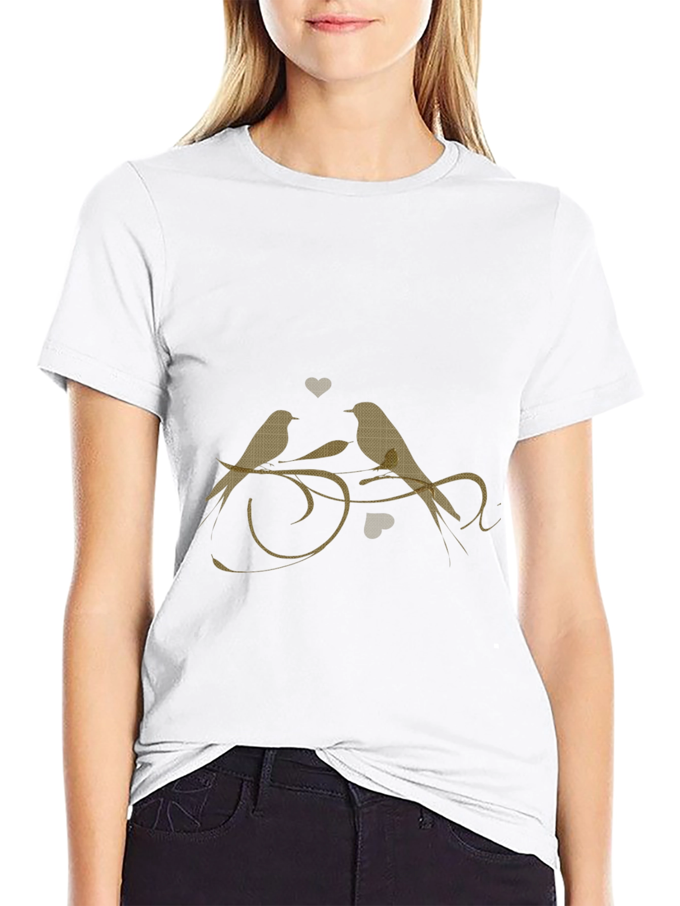 Love Birds Graphic Tee - Stylish Black T-Shirt