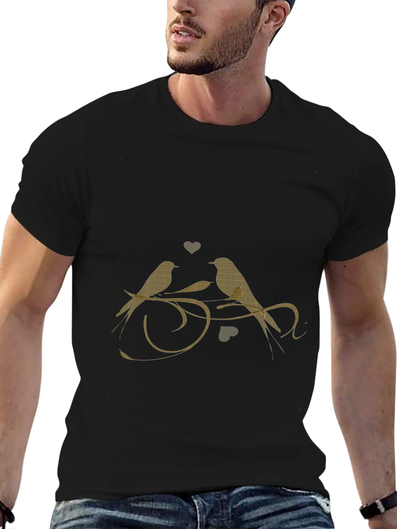 Love Birds Graphic Tee - Stylish Black T-Shirt
