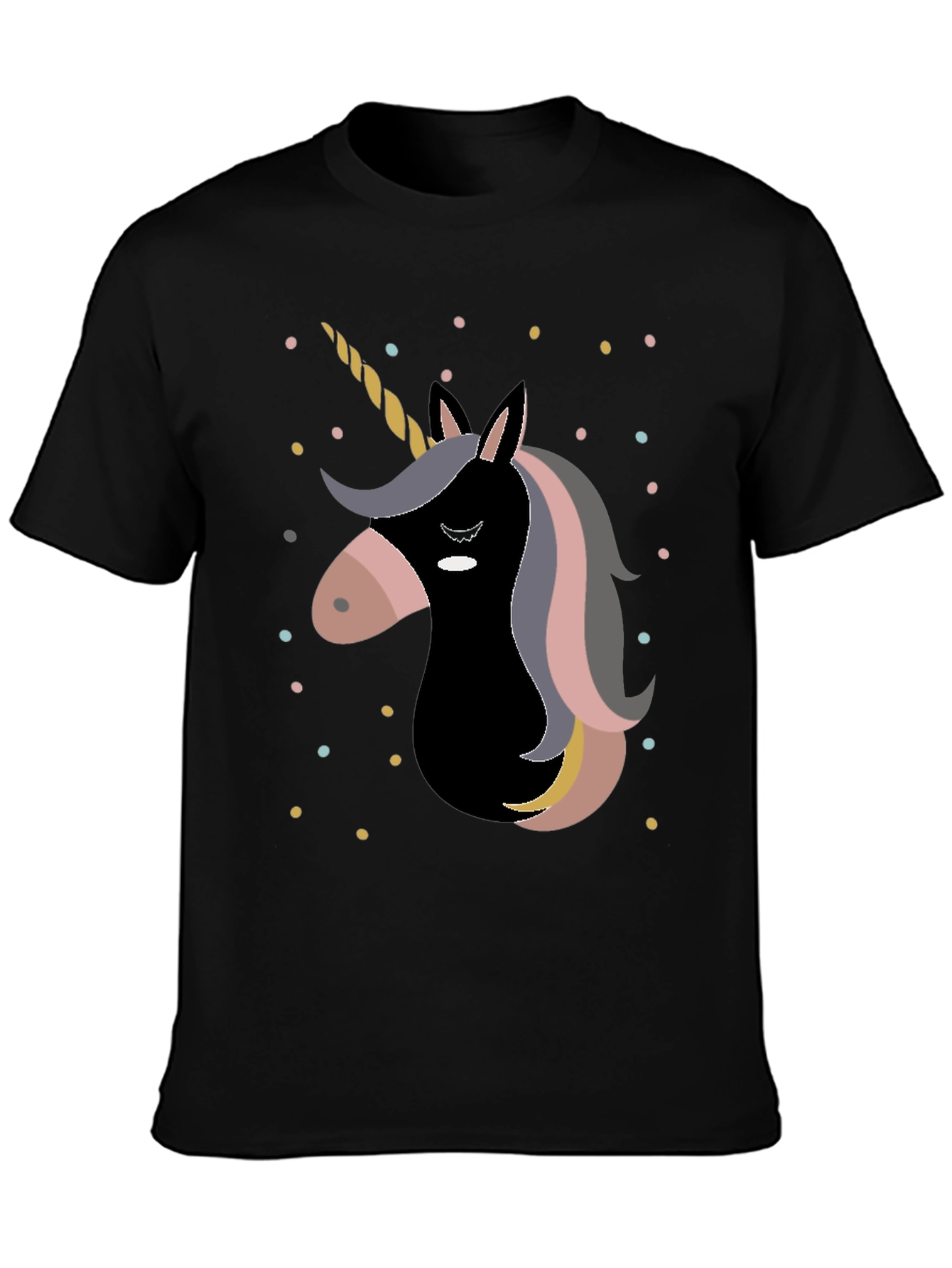 Unicorn Graphic Print Black T-Shirt