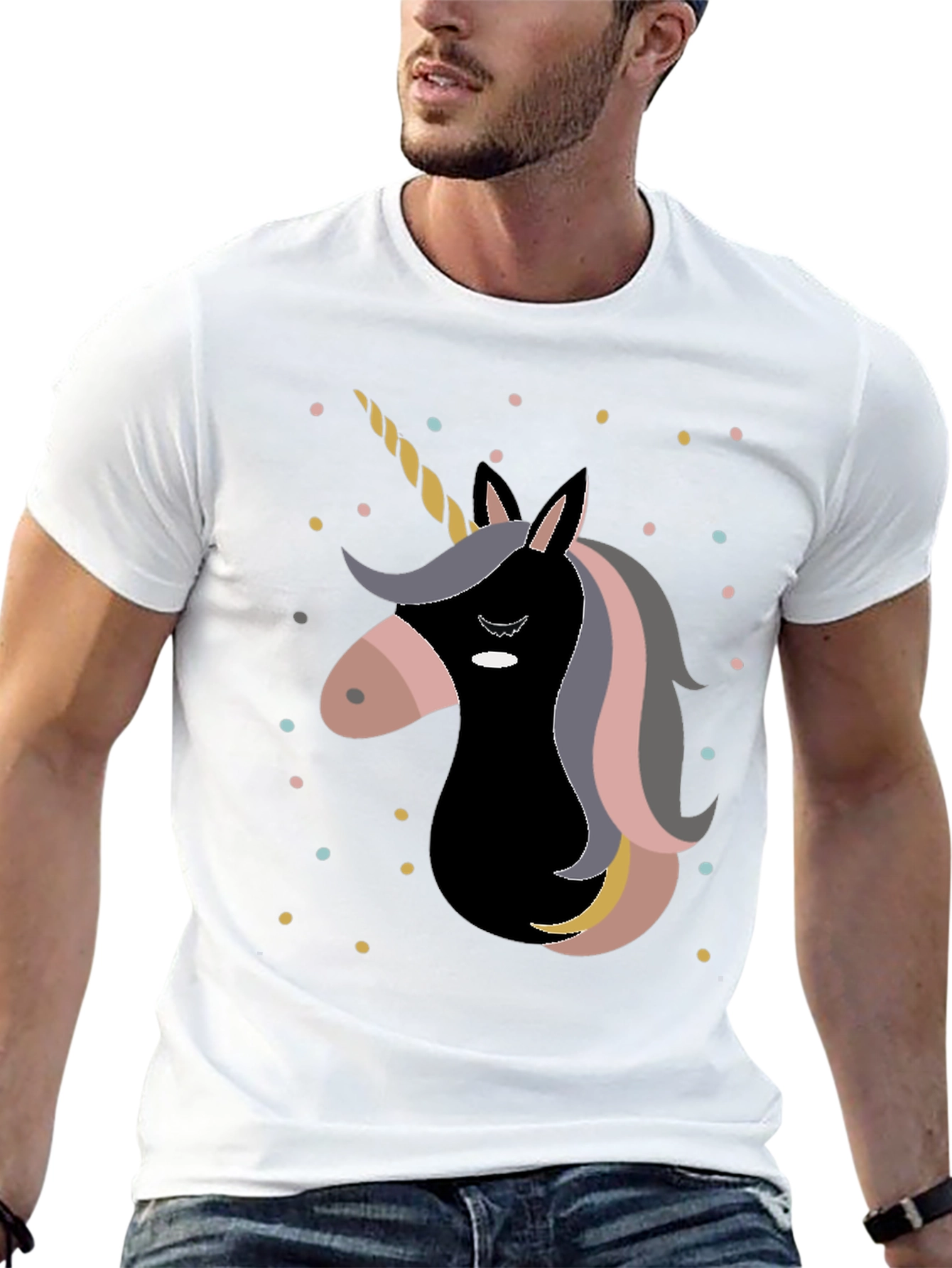 Unicorn Graphic Print Black T-Shirt