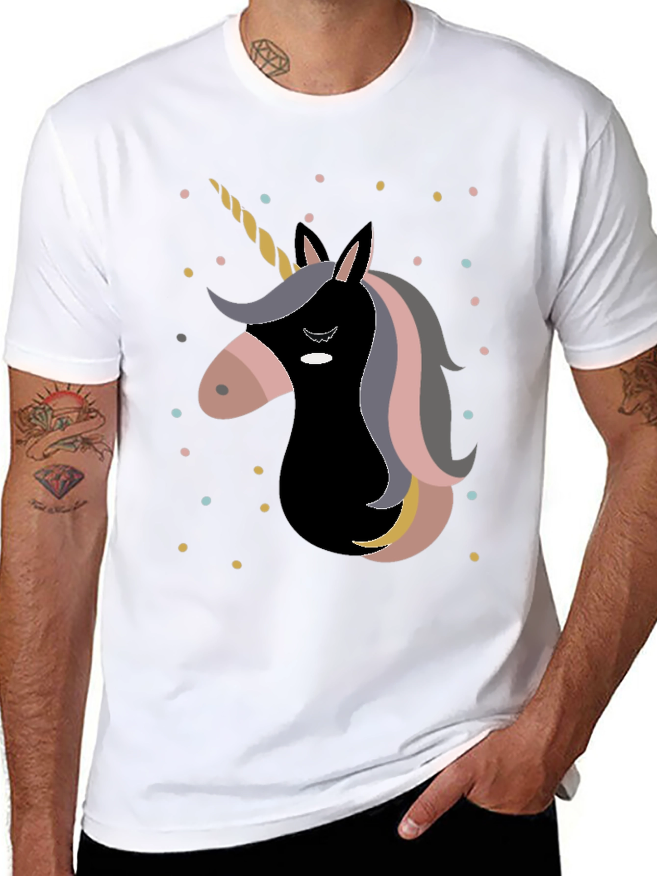 Unicorn Graphic Print Black T-Shirt