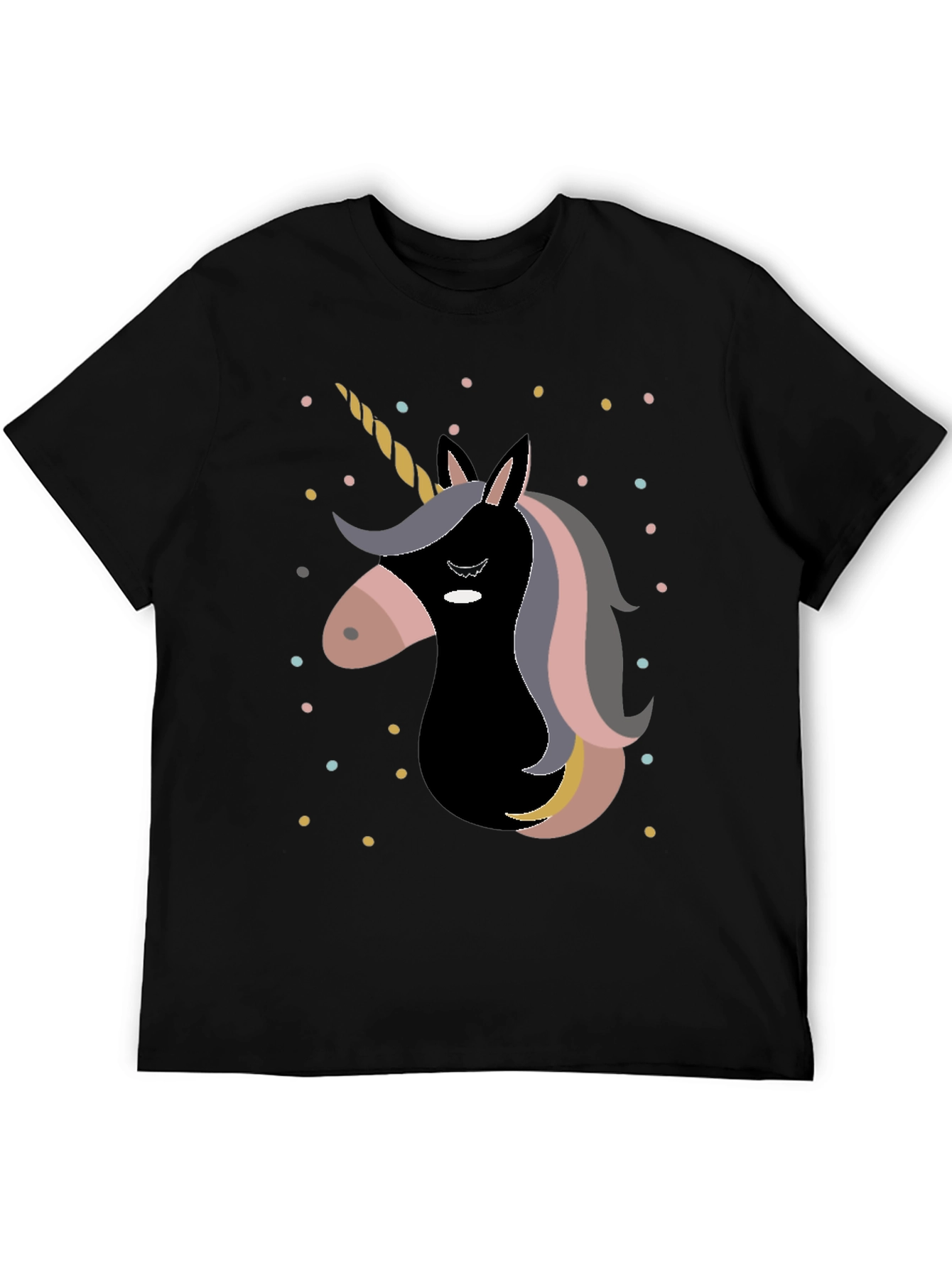 Unicorn Graphic Print Black T-Shirt