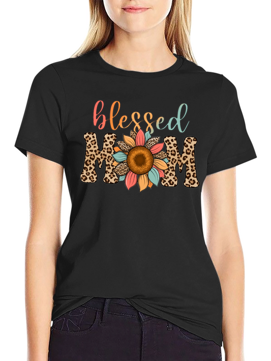 Blessed Mom Leopard Print T-Shirt