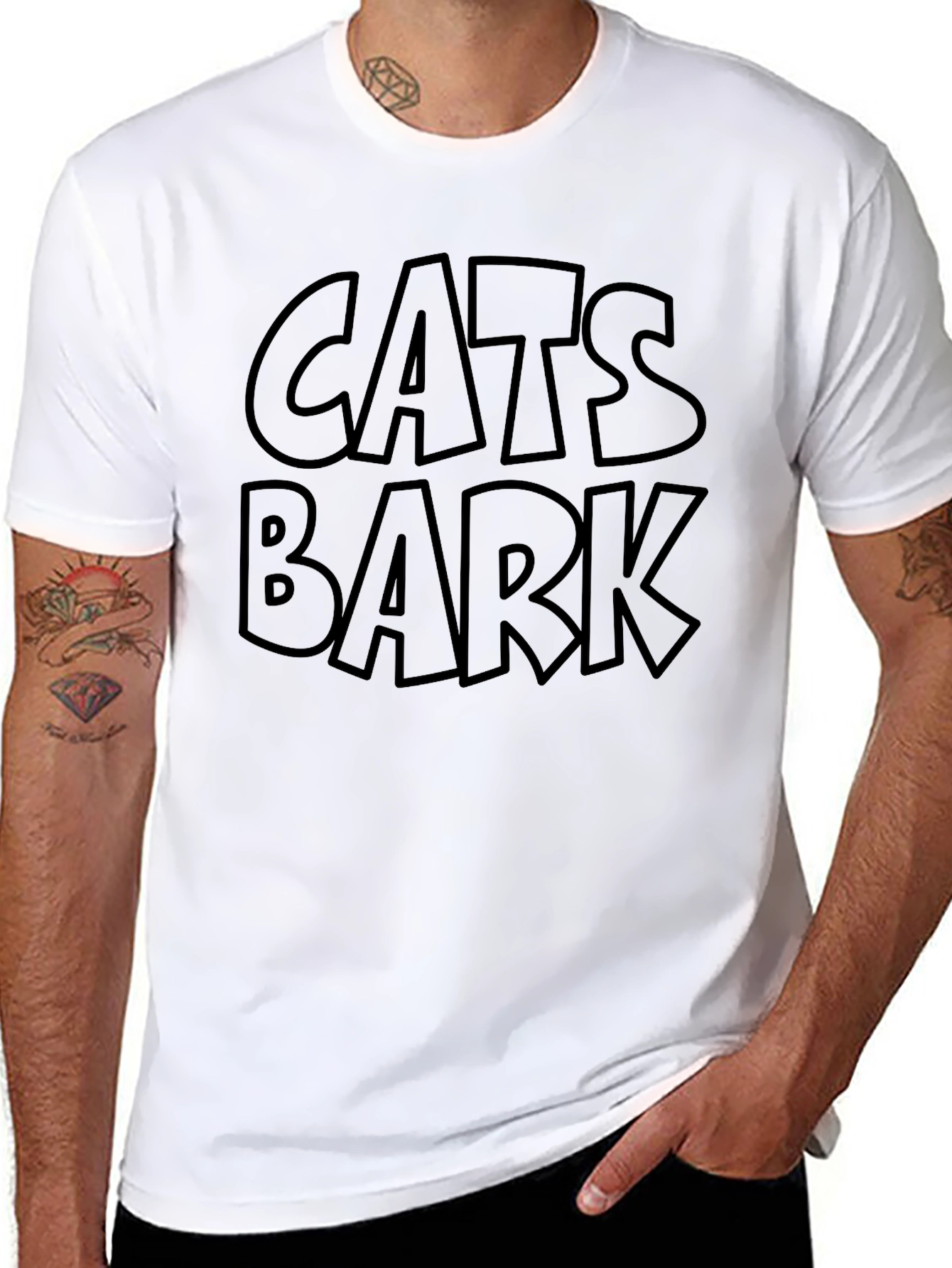 Cats Bark Mens Black Graphic Tee