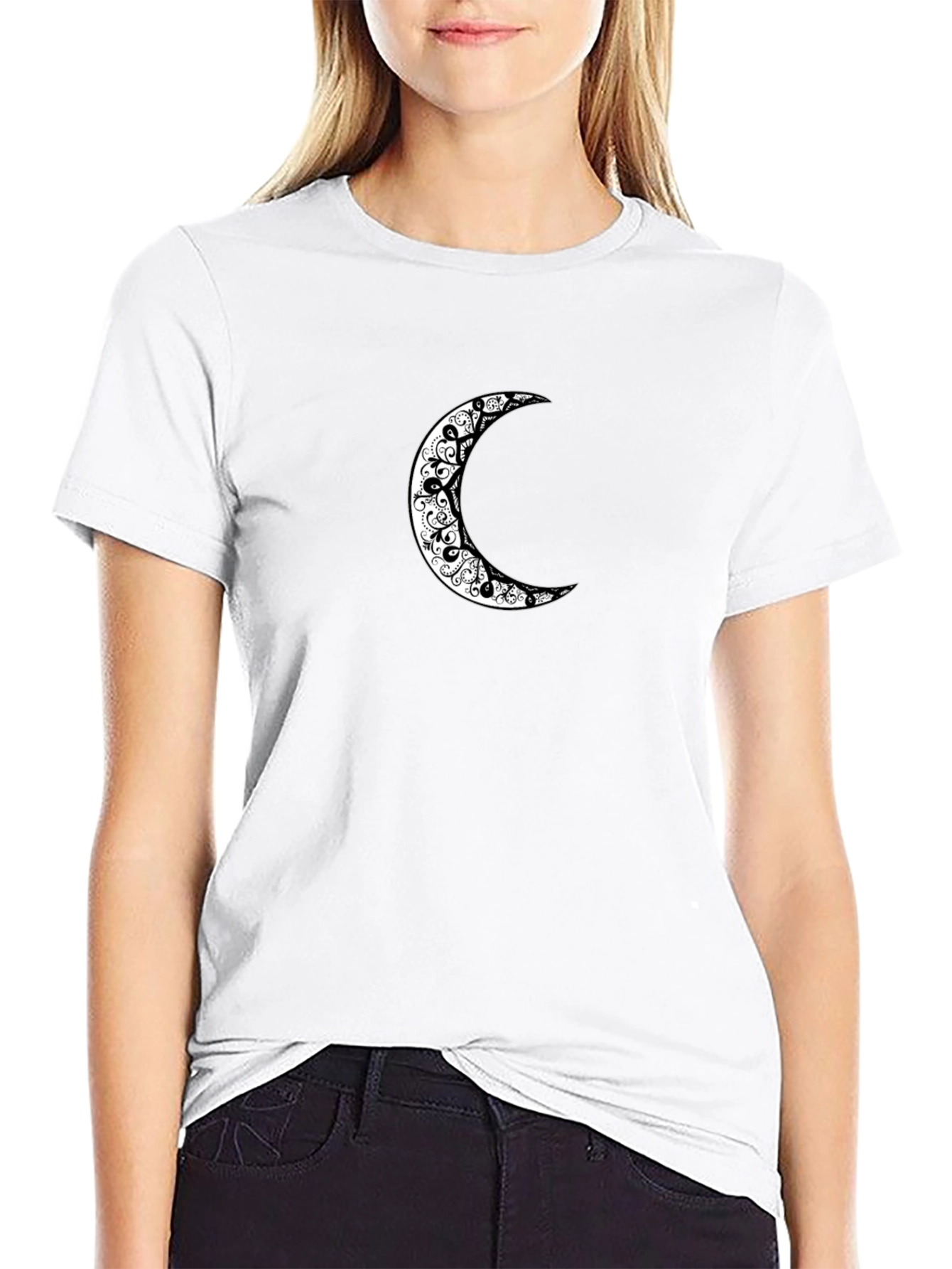 Crescent Moon Graphic Black T-Shirt