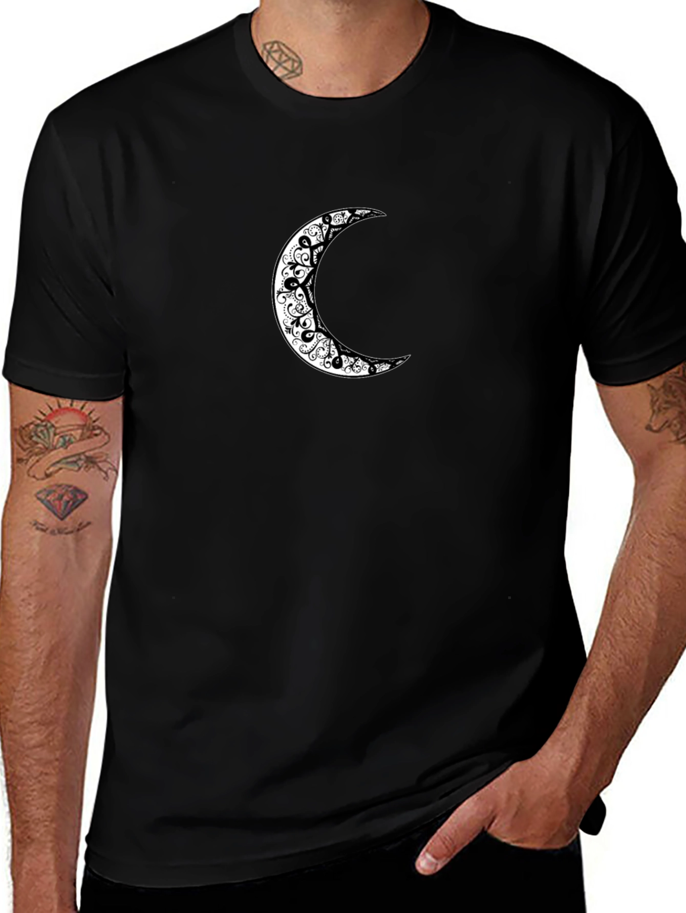 Crescent Moon Graphic Black T-Shirt