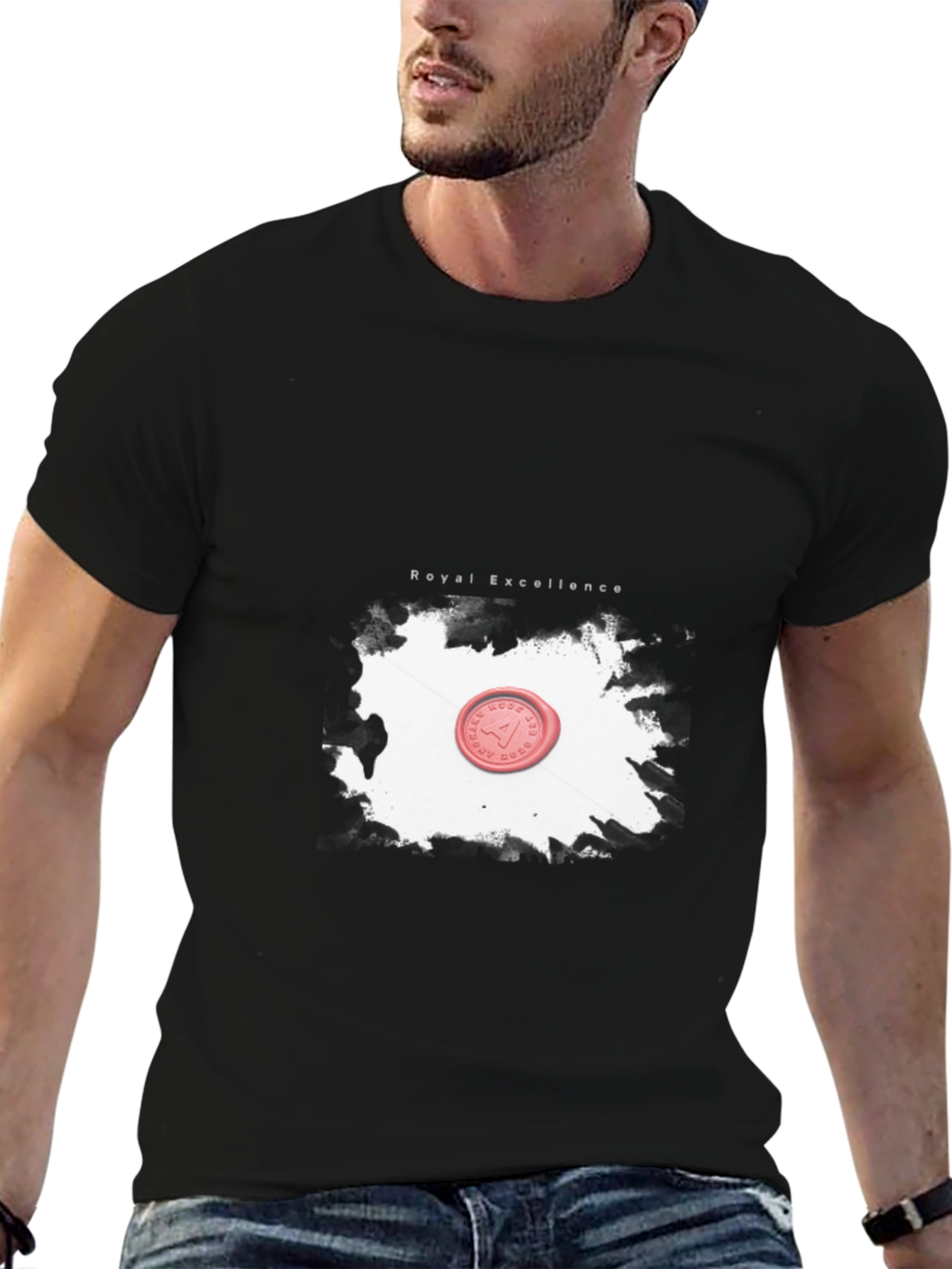 Royal Excellence Graphic Tee - Stylish Black T-Shirt