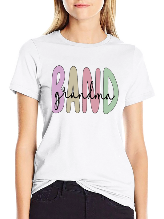 Band Grandma T-Shirt Black Casual