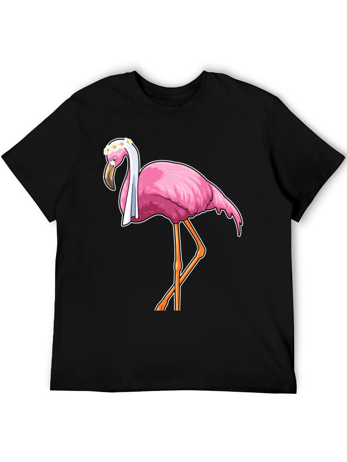 Funny Flamingo T-Shirt with Floral Crown