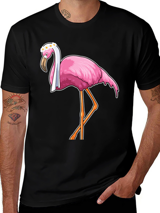 Funny Flamingo T-Shirt with Floral Crown
