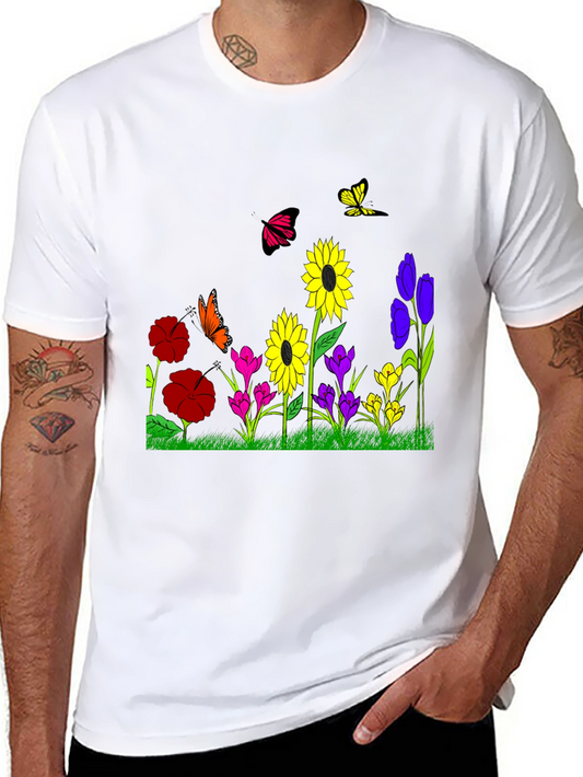 Floral Butterfly Graphic Black T-Shirt