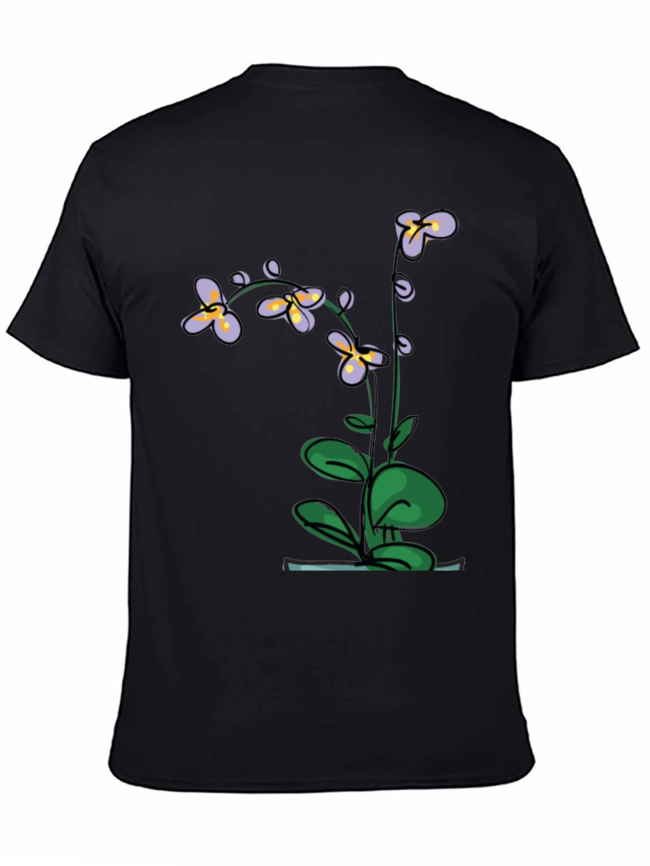 Botanical Print Black T-Shirt