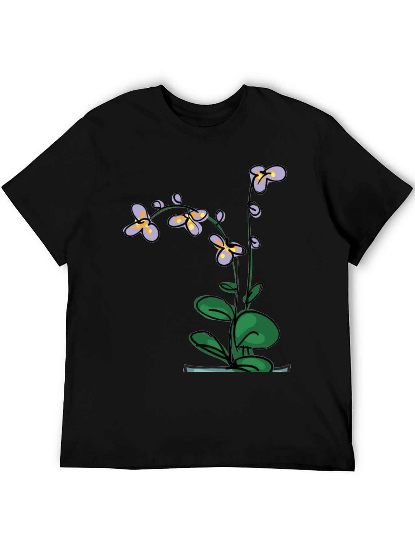 Botanical Print Black T-Shirt