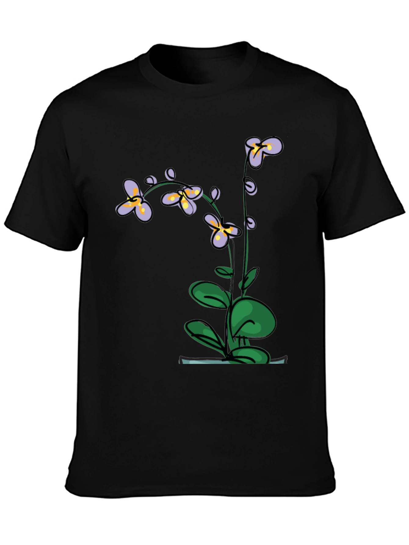 Botanical Print Black T-Shirt