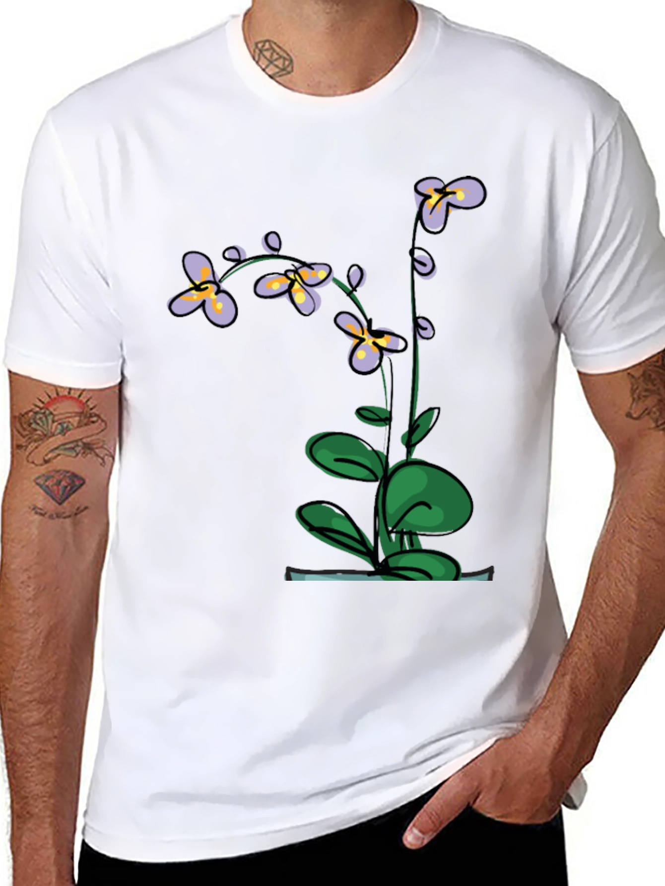 Botanical Print Black T-Shirt