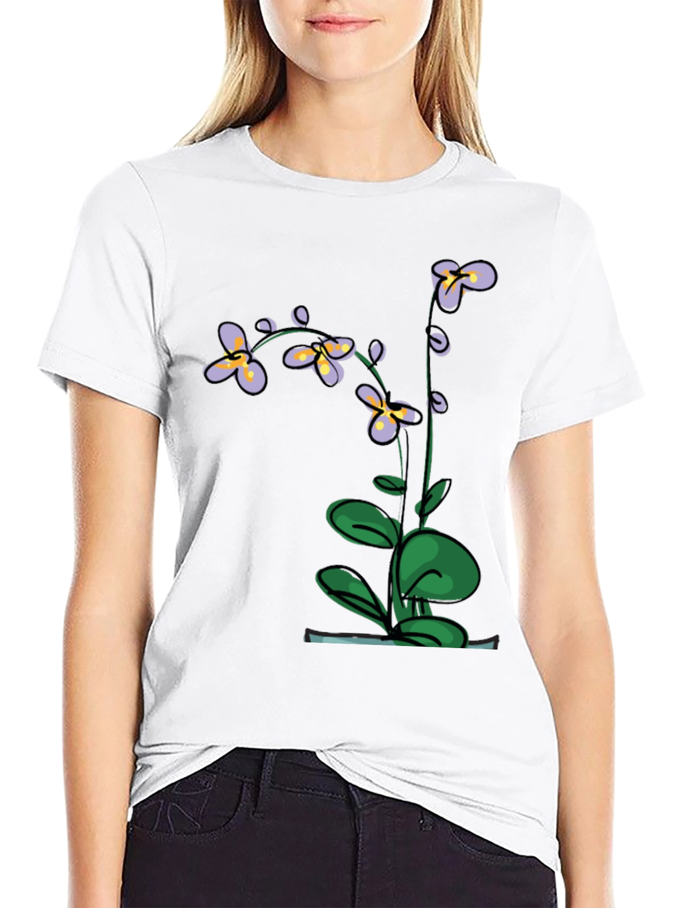 Botanical Print Black T-Shirt